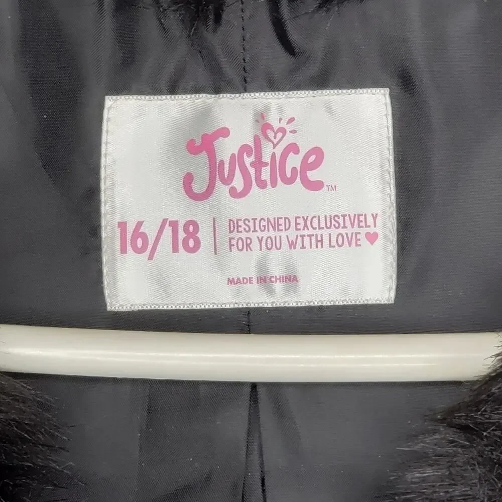Justice Black Faux Fur Children's Vest 16/18
